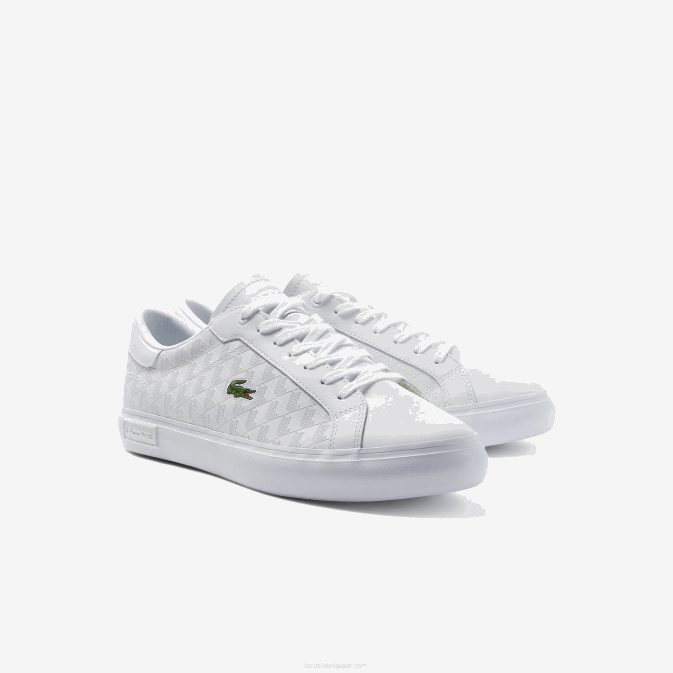blanc 21g V6HV1703 Hommes Lacoste baskets powercourt en cuir