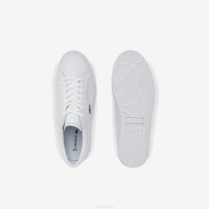 blanc 21g V6HV1703 Hommes Lacoste baskets powercourt en cuir
