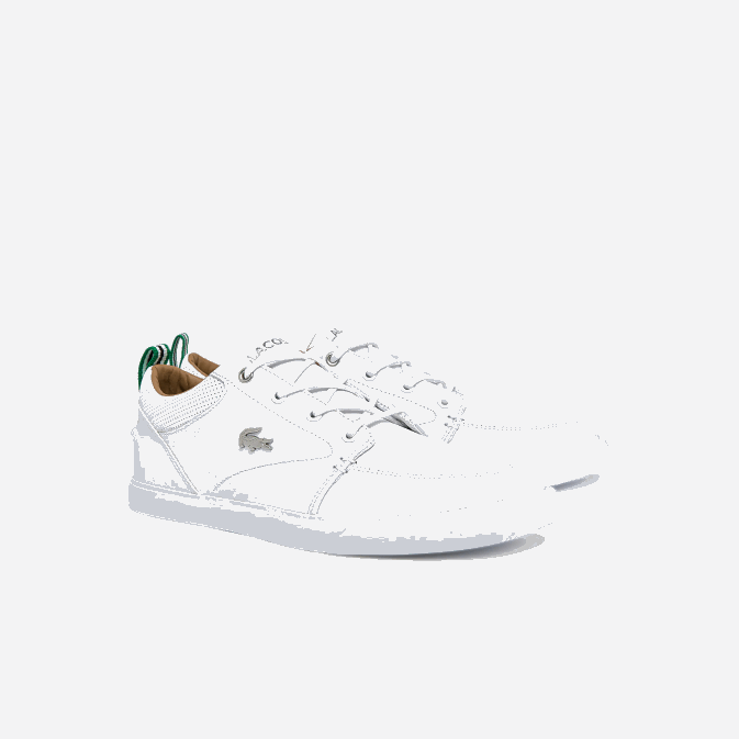 blanc 21g V6HV1759 Hommes Lacoste baskets bayliss en cuir à col perforé