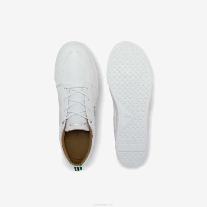 blanc 21g V6HV1759 Hommes Lacoste baskets bayliss en cuir à col perforé