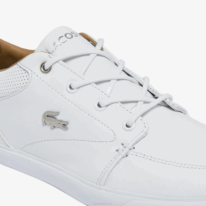 blanc 21g V6HV1759 Hommes Lacoste baskets bayliss en cuir à col perforé