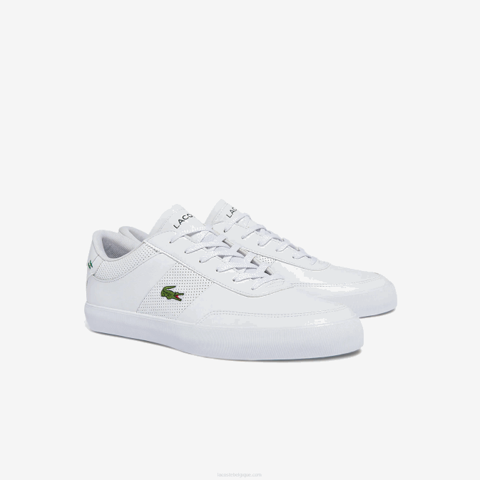 blanc 21g V6HV1913 Hommes Lacoste baskets en cuir court-master