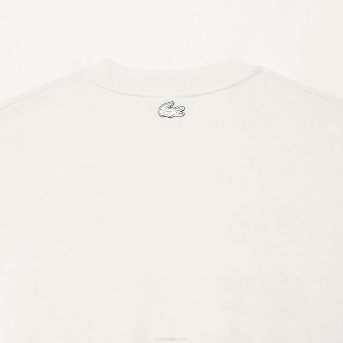 blanc 70v V6HV144 Hommes Lacoste t-shirt ample imprimé en jersey de coton