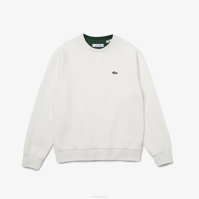 blanc 70v V6HV2393 femmes Lacoste sweat-shirt en coton mélangé à col rond
