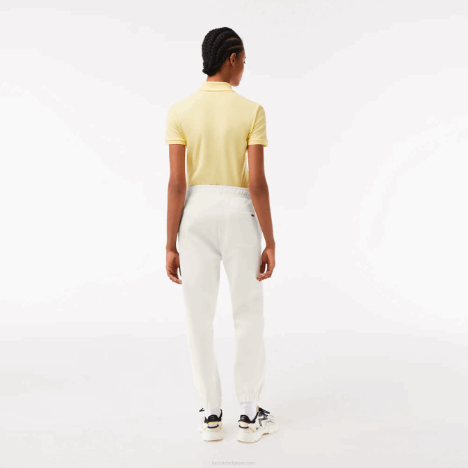 blanc 70v V6HV2551 femmes Lacoste pantalon de jogging en coton mélangé