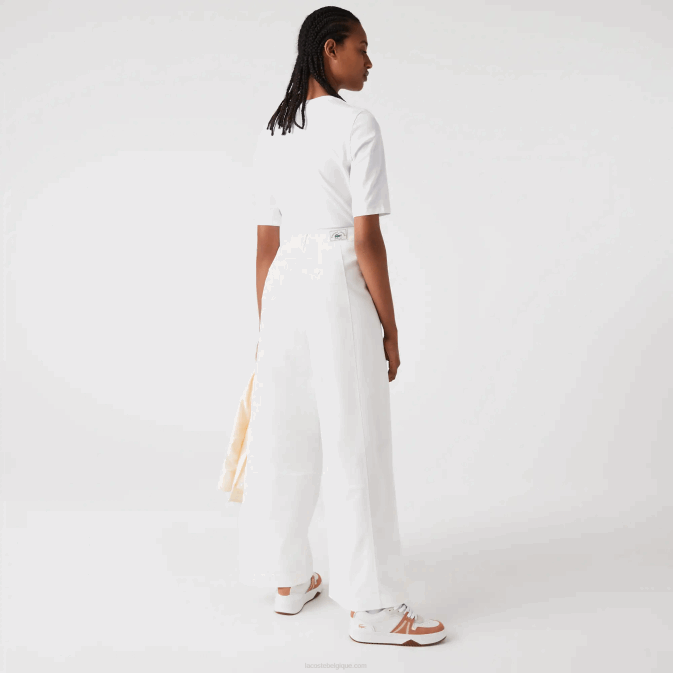 blanc 70v V6HV2653 femmes Lacoste pantalon en gabardine de coton