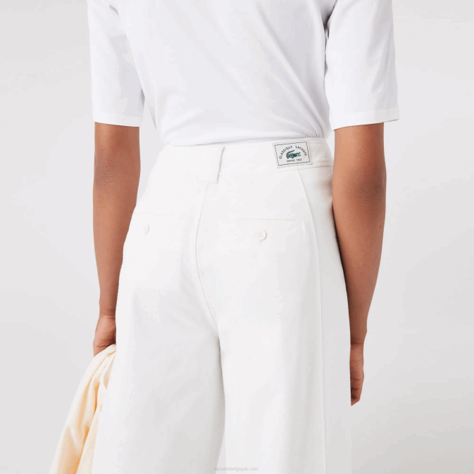 blanc 70v V6HV2653 femmes Lacoste pantalon en gabardine de coton