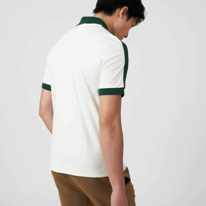 blanc 70v V6HV582 Hommes Lacoste polo coupe classique à col contrastant