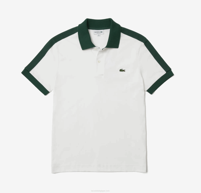 blanc 70v V6HV582 Hommes Lacoste polo coupe classique à col contrastant