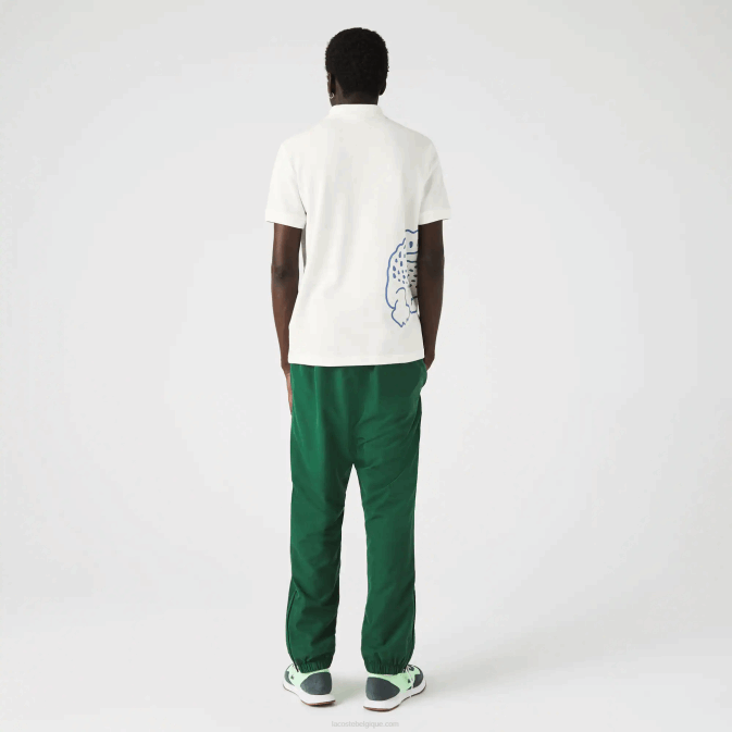 blanc 70v V6HV649 Hommes Lacoste polo regular fit en piqué de coton imprimé crocodile