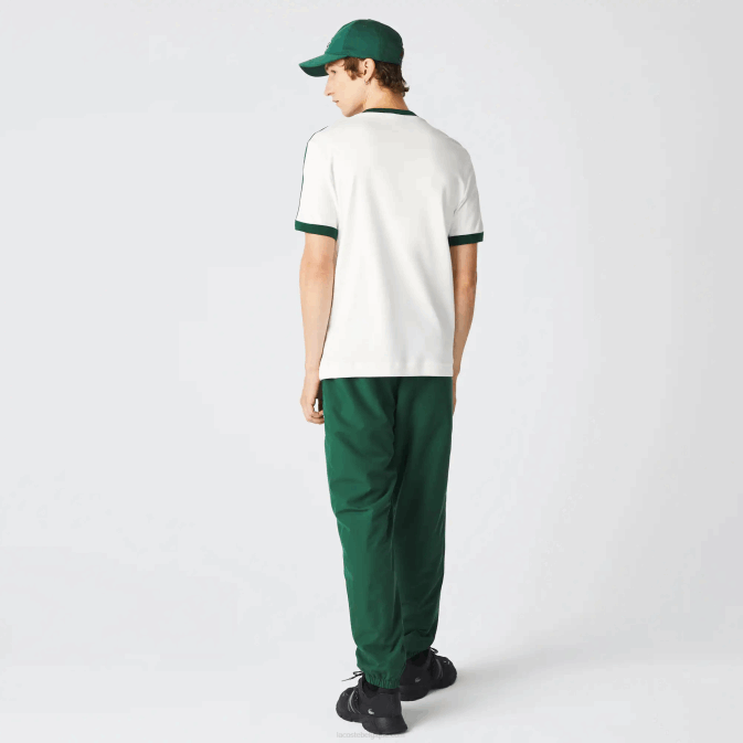blanc 70v V6HV855 Hommes Lacoste t-shirt coupe classique à col contrastant