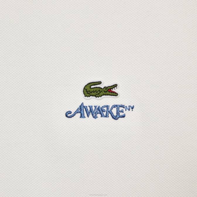 blanc 70v V6HV893 Hommest-shirt lacoste x awake ny en coton piqué avec logo