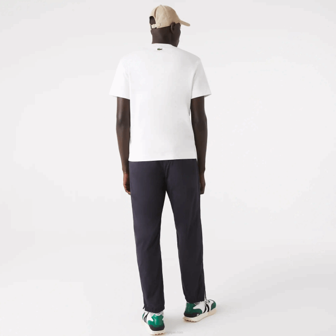 blanc 70v V6HV906 Hommes Lacoste t-shirt en coton à logo imprimé en 3d