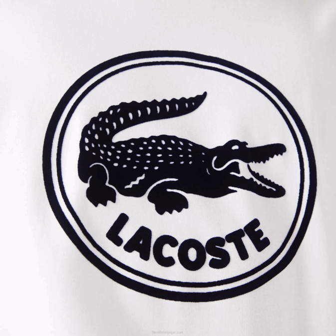 blanc 70v V6HV906 Hommes Lacoste t-shirt en coton à logo imprimé en 3d