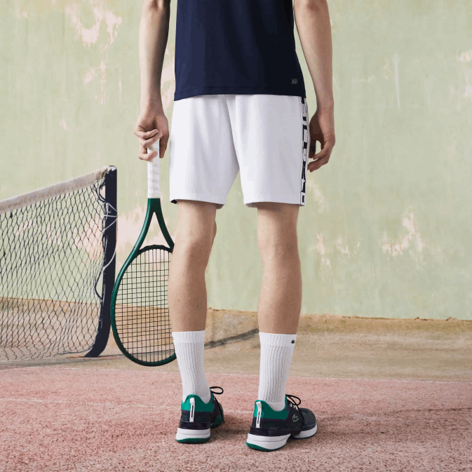 blanc 800 V6HV1536 Hommes Lacoste short de tennis sport à imprimé contrastant