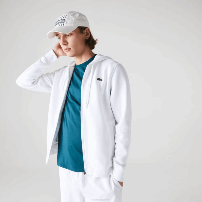 blanc 800 V6HV948 Hommes Lacoste sweat bi-matière sport léger