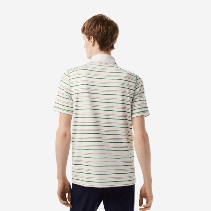 blanc beige bleu marine vert xiq V6HV114 Hommes Lacoste polo de golf à rayures en polyester recyclé
