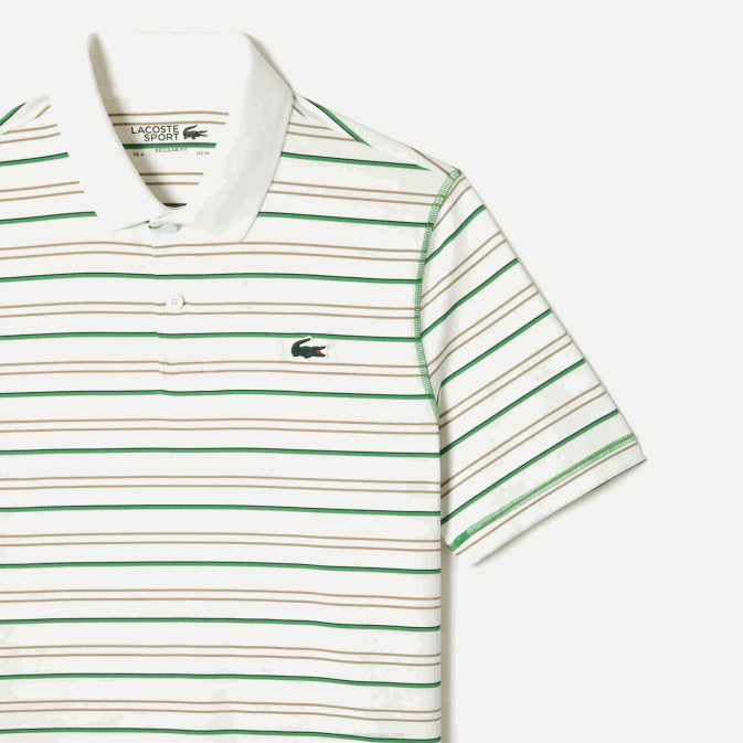 blanc beige bleu marine vert xiq V6HV114 Hommes Lacoste polo de golf à rayures en polyester recyclé