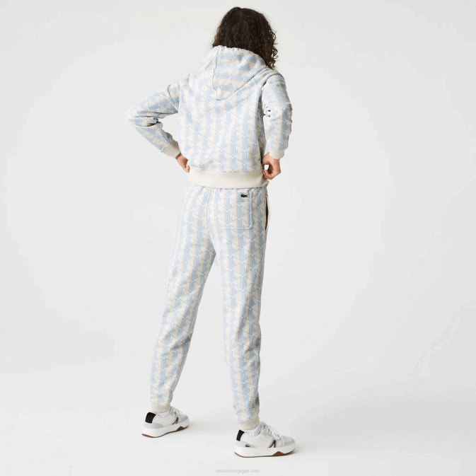 blanc bleu dpq V6HV2574 femmes Lacoste pantalon de survêtement en polaire à motif monogrammé live