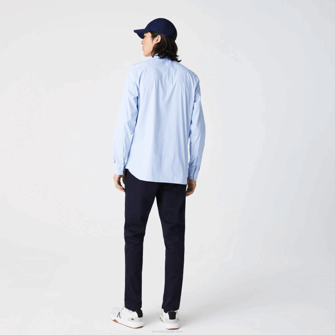 blanc bleu f6z V6HV400 Hommes Lacoste chemise slim fit en popeline stretch rayée