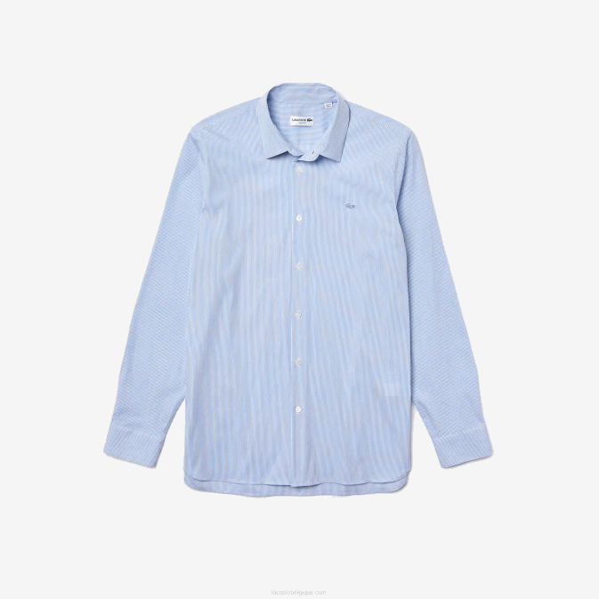 blanc bleu f6z V6HV400 Hommes Lacoste chemise slim fit en popeline stretch rayée