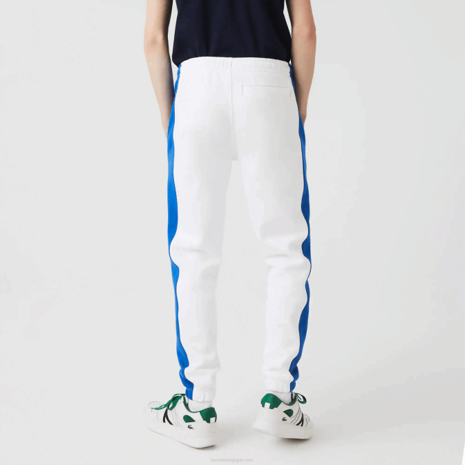 blanc bleu lmq V6HV1060 Hommes Lacoste pantalon de jogging à bandes contrastantes