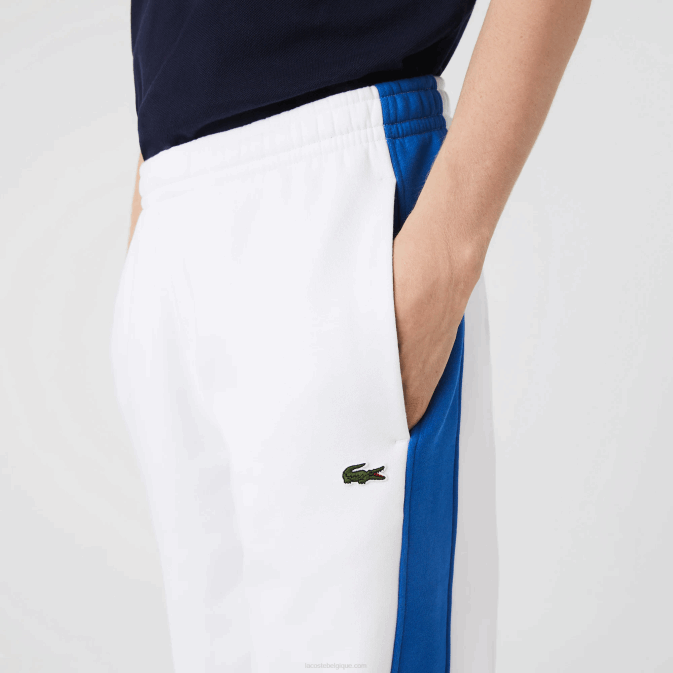 blanc bleu lmq V6HV1060 Hommes Lacoste pantalon de jogging à bandes contrastantes