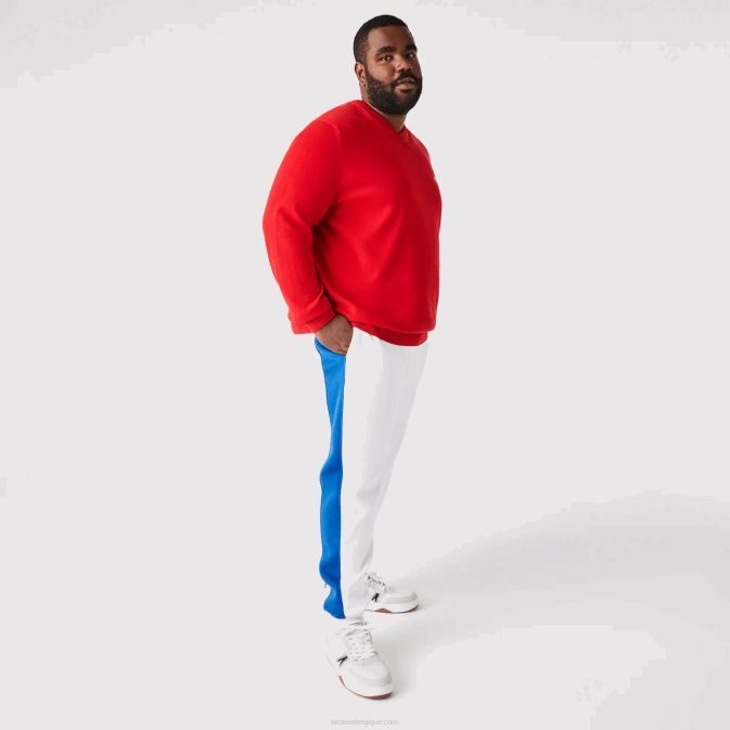 blanc bleu lmq V6HV1060 Hommes Lacoste pantalon de jogging à bandes contrastantes