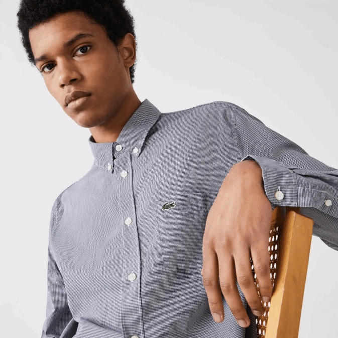 blanc bleu marine 522 V6HV1485 Hommes Lacoste chemise coupe classique en popeline de coton