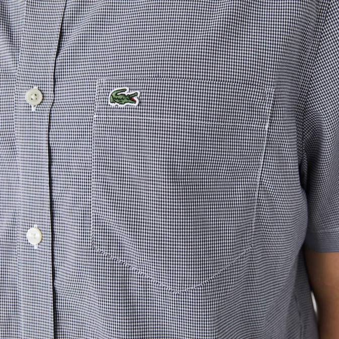 blanc bleu marine 522 V6HV1552 Hommes Lacoste chemise à carreaux vichy coupe classique