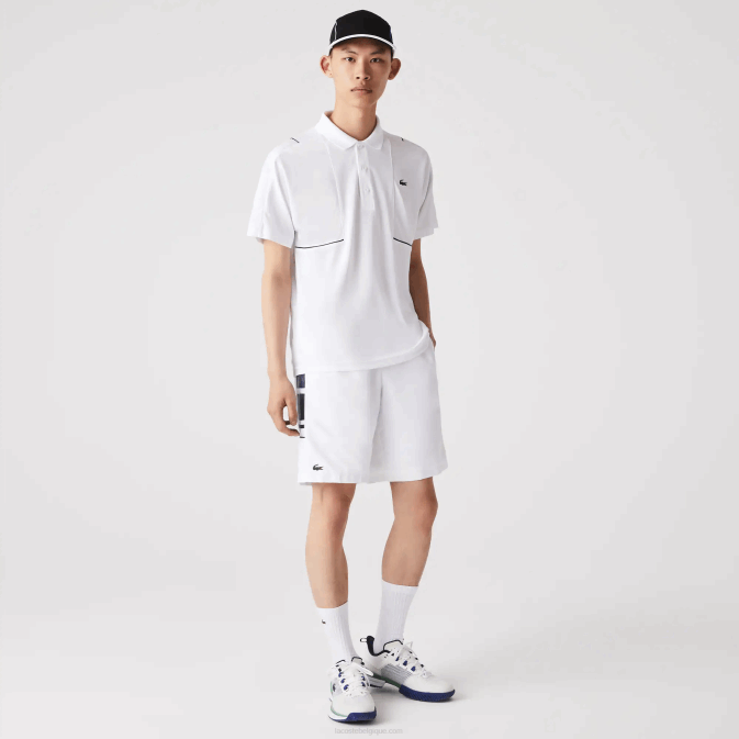 blanc bleu marine 522 V6HV1596 Hommes Lacoste short sport à bandes latérales imprimées