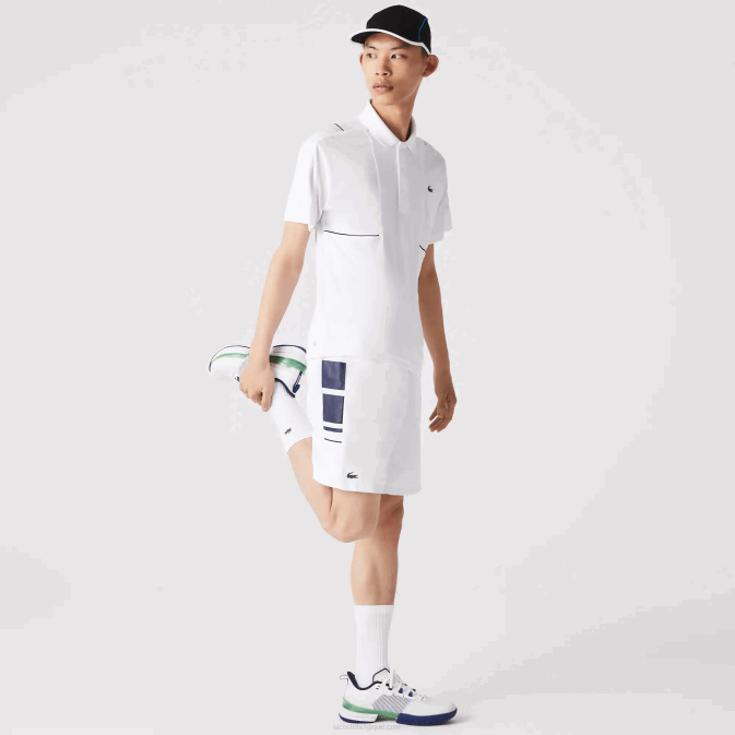 blanc bleu marine 522 V6HV1596 Hommes Lacoste short sport à bandes latérales imprimées