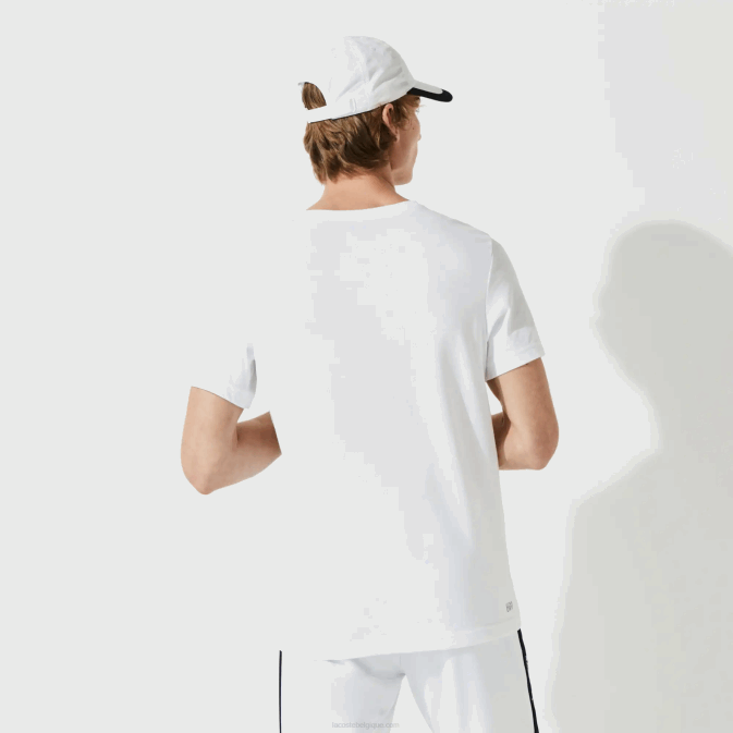 blanc bleu marine 522 V6HV89 Hommes Lacoste t-shirt sport en jersey respirant crocodile imprimé 3d