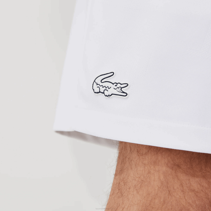 blanc bleu marine blanc b0x V6HV1563 Hommes Lacoste short sport en jacquard taille élastiquée contrastée