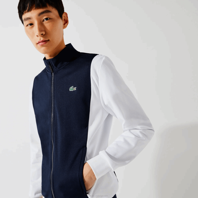 blanc bleu marine r20 V6HV1205 Hommes Lacoste sweat zippé sport piqué