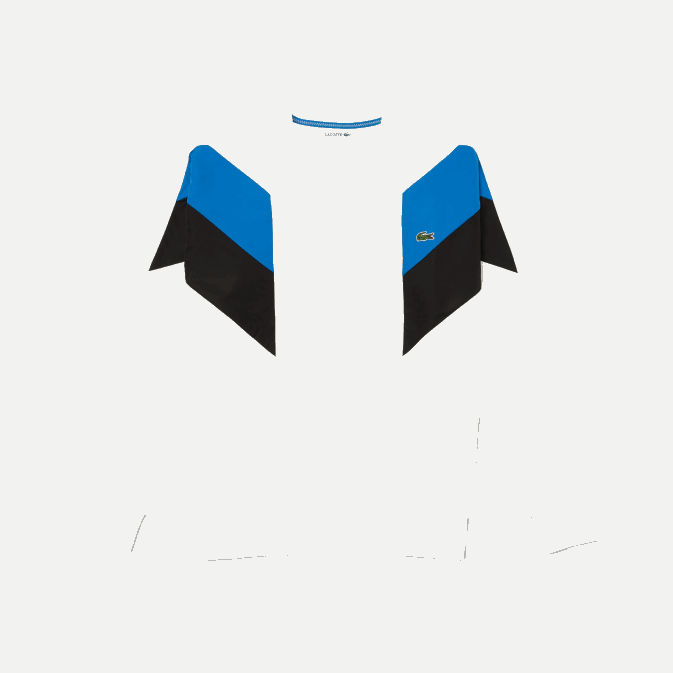 blanc bleu noir wza V6HV1127 Hommes Lacoste sweat-shirt en molleton de coton à motif colorblock à col ras du cou