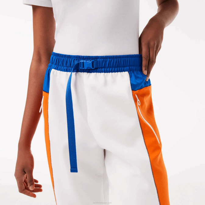 blanc bleu orange bleu rlm V6HV2553 femmes Lacoste pantalon de survêtement color block à écusson