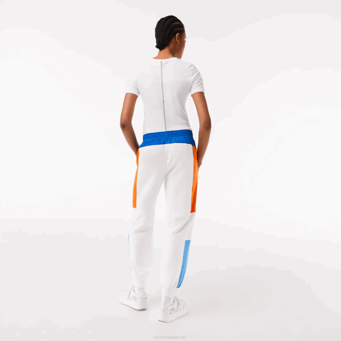 blanc bleu orange bleu rlm V6HV2553 femmes Lacoste pantalon de survêtement color block à écusson
