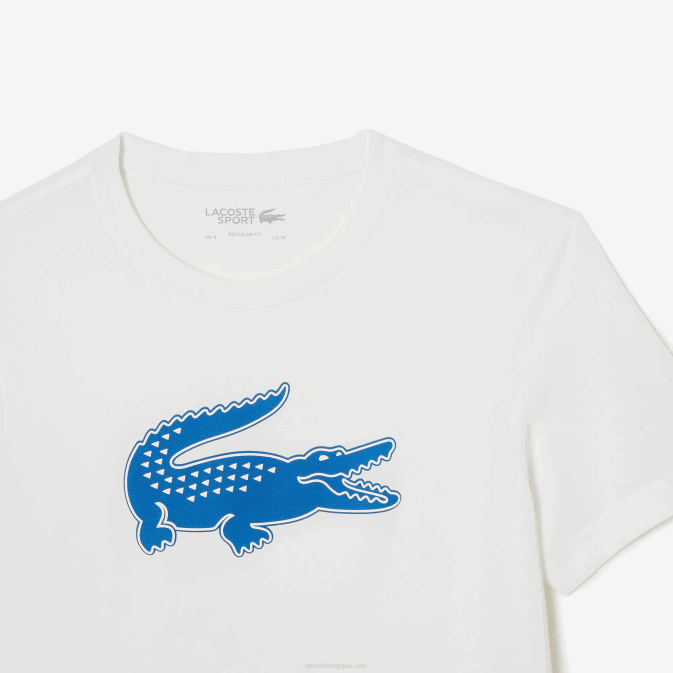 blanc bleu quelconque V6HV122 Hommes Lacoste t-shirt sport en jersey respirant crocodile imprimé 3d