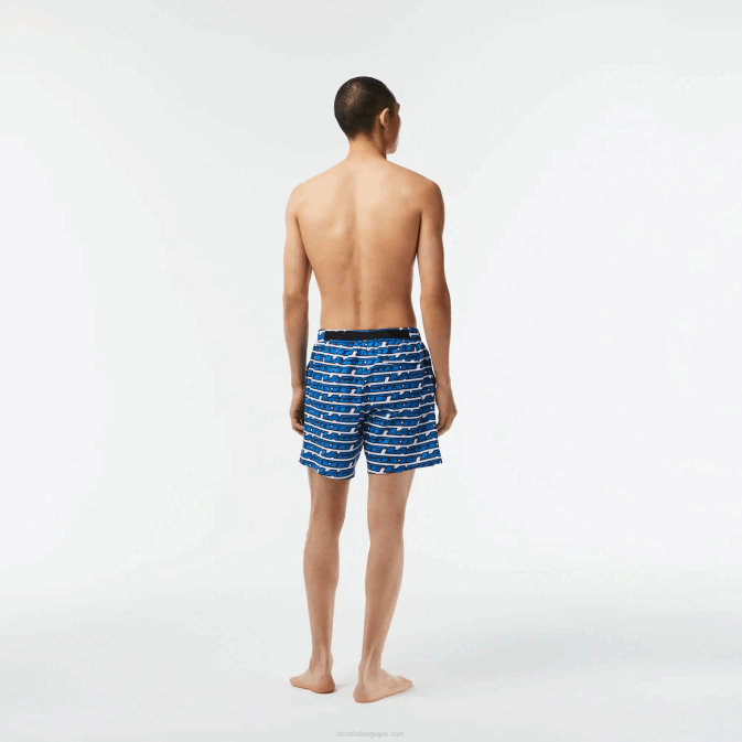 blanc bleu quelconque V6HV524 Hommes Lacoste maillot de bain imprimé bicolore