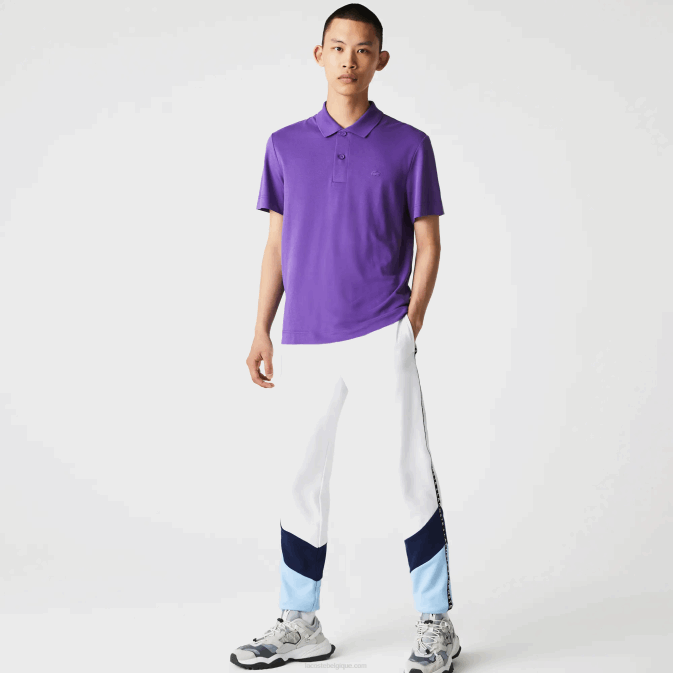 blanc bleu vhe V6HV1146 Hommes Lacoste pantalon de jogging en polaire color block à rayures emblématiques