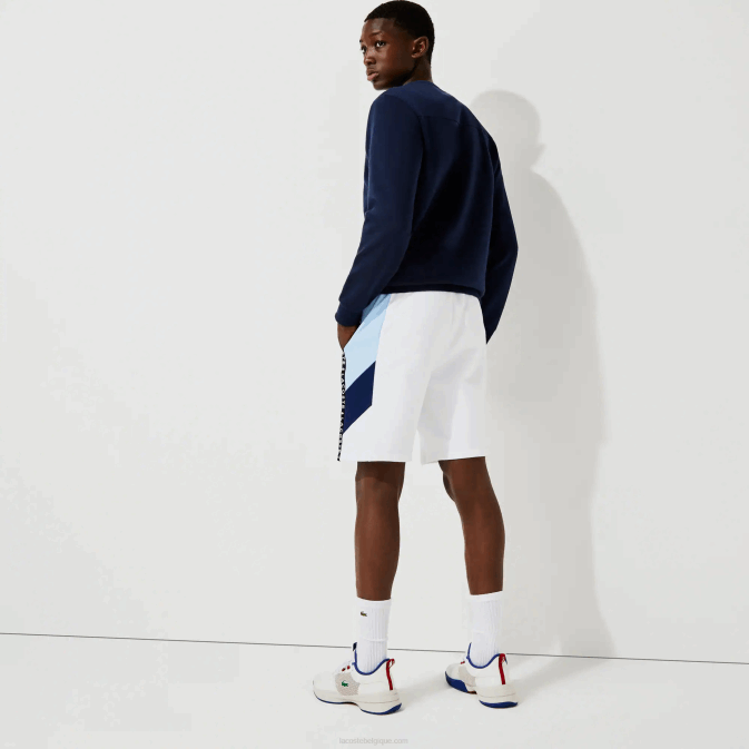 blanc bleu vl3 V6HV1602 Hommes Lacoste bermuda en molleton à bandes lettrées