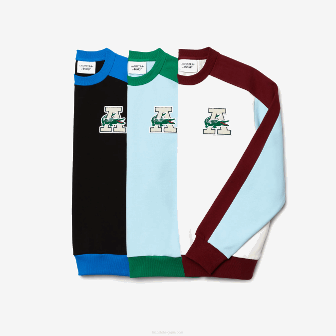 blanc bordeaux nfb V6HV1183 Hommessweat lacoste x awake ny badge color block en coton