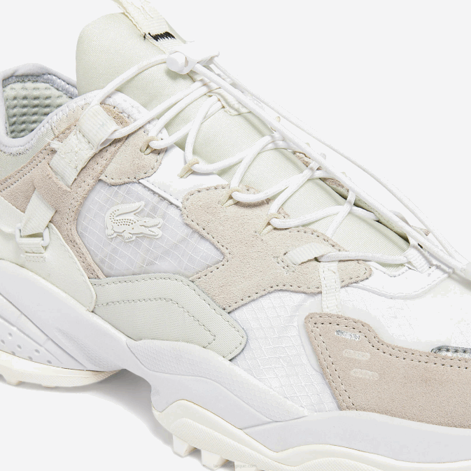 blanc cassé 18c V6HV1859 Hommes Lacoste baskets en cuir et textile l-guard breaker