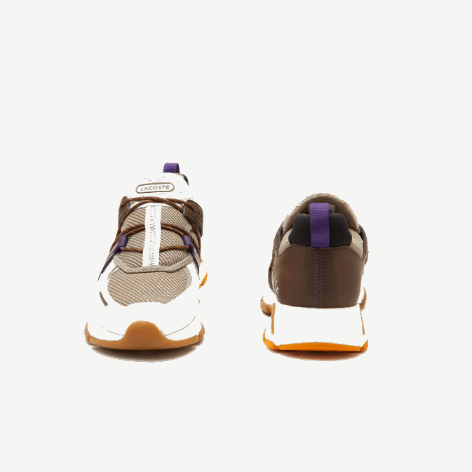 blanc cassé et gris 2b7 V6HV1787 Hommes Lacoste baskets color-block l003 en textile