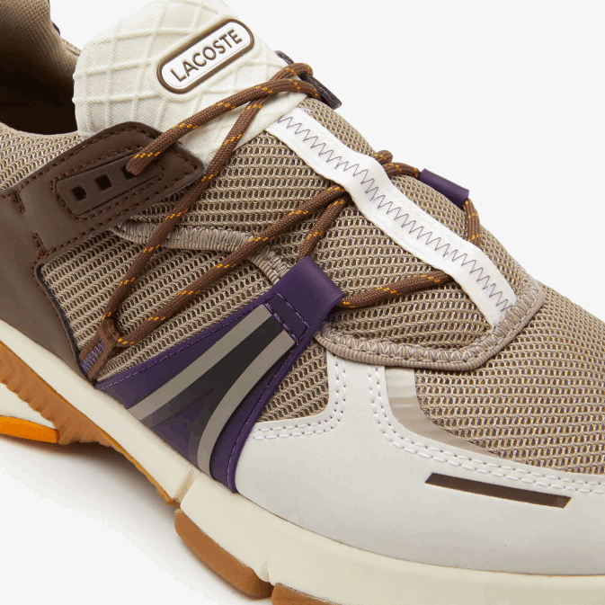 blanc cassé et gris 2b7 V6HV1787 Hommes Lacoste baskets color-block l003 en textile