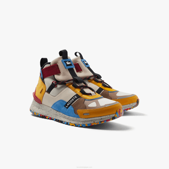 blanc cassé et marron ow8 V6HV1848 Hommes Lacoste chaussures outdoor en cuir et synthétique run breaker