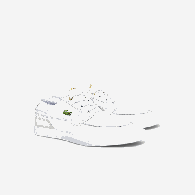 blanc et blanc cassé 65t V6HV1802 Hommes Lacoste chaussures bateau bayliss deck en cuir et synthétique