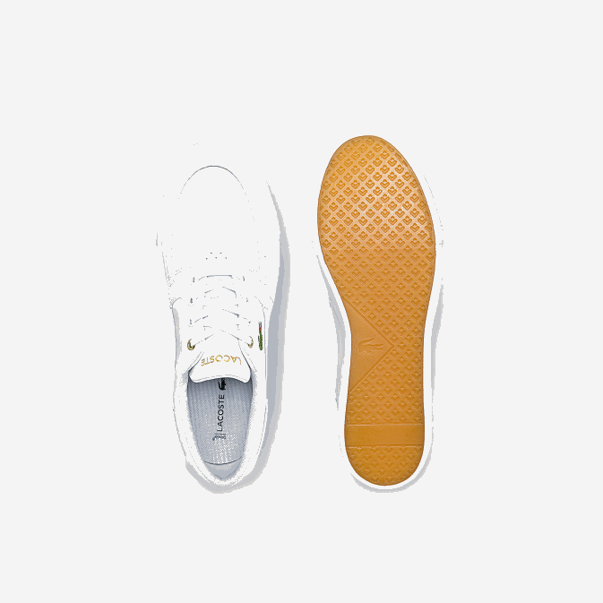 blanc et blanc cassé 65t V6HV1802 Hommes Lacoste chaussures bateau bayliss deck en cuir et synthétique