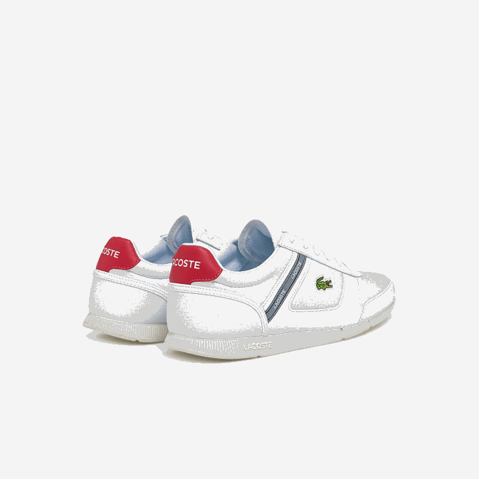 blanc et rouge 286 V6HV1704 Hommes Lacoste baskets menerva sport avec accents en cuir et textile